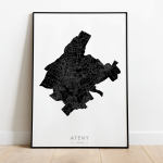 mapa Aten plakat czarny