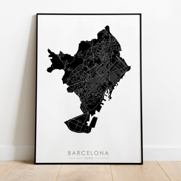 mapa Barcelony czarna
