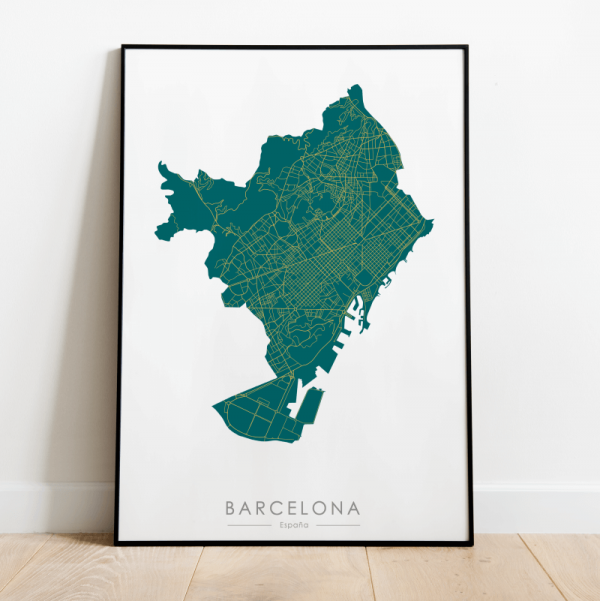 mapa Barcelony plakat zielony