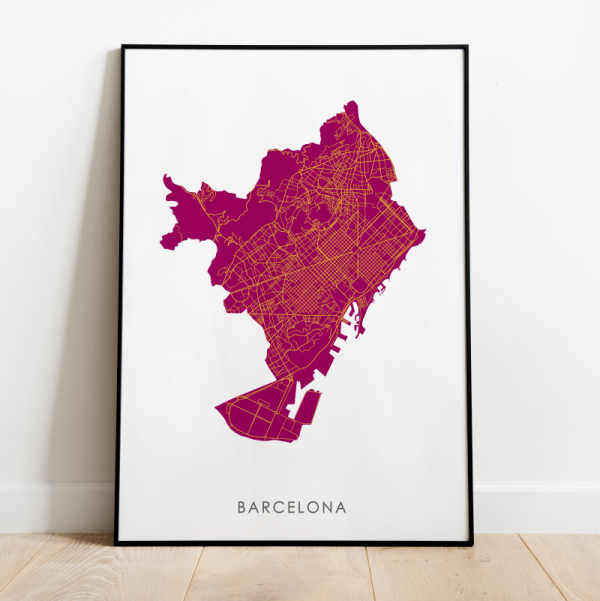 mapa Barcelony różowa