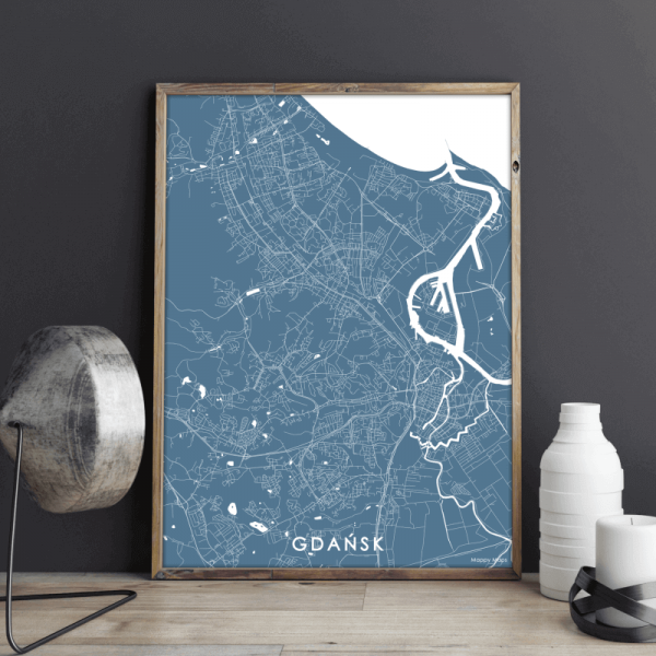 mapa plakat miasta Gdańsk