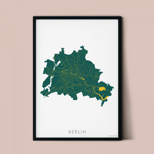 Berlin mapa plakat w kolorze zielonym