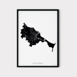 czarny plakat mapa Gdansk