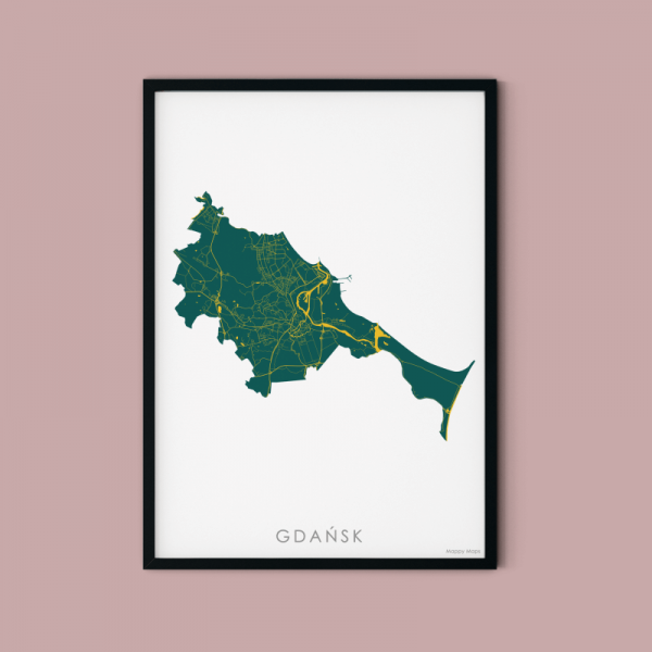 mapa Gdańska plakat zielony