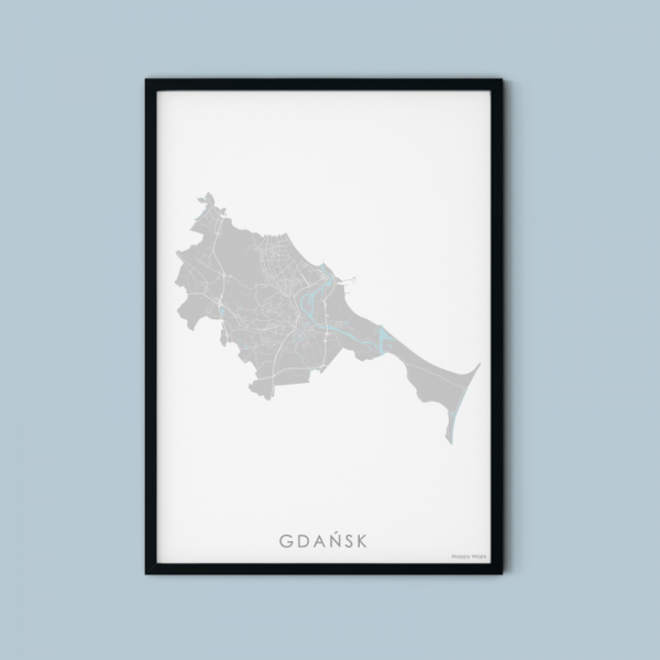 mapa plakat Gdańsk granice miasta