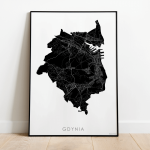 mapa plakat Gdynia czarna