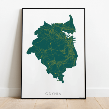 Gdynia mapa plakat zielona