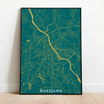 plakat z mapą Warszawy