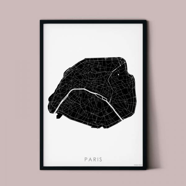 czarna mapa plakat Paryż