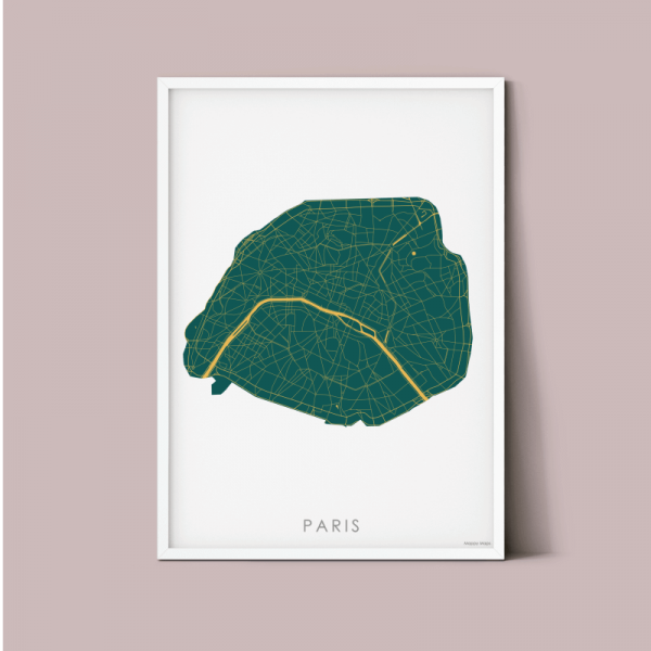 Paryż mapa plakat zielona