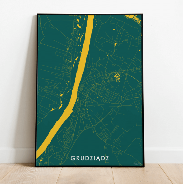 mapa plakat zielona Grudziądz dekoracja