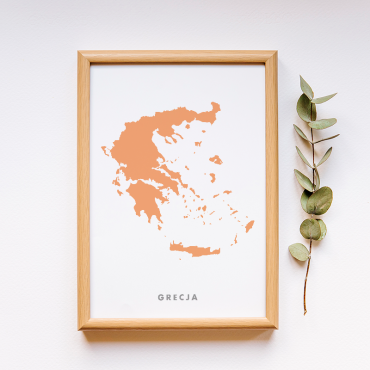 mapa grecji pomarańczowa pocztówka