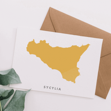 Sycylia mapa pocztówka