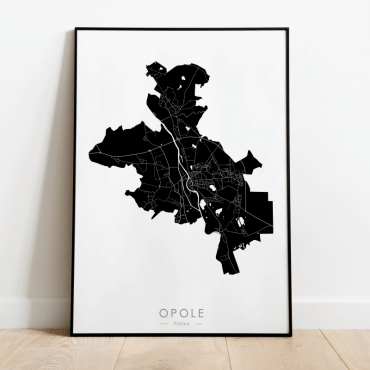 czarnp-biała mapa plakat Opola
