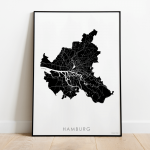 mapa Hamburga czarno-biała plakat