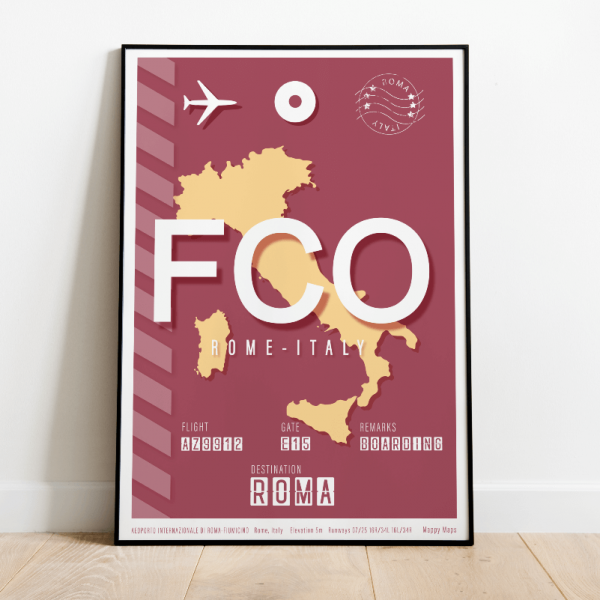 Rzym Fiumicino plakat lotniczy