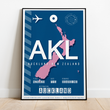 plakat lotniczy Auckland AKL - Nowa Zelandia