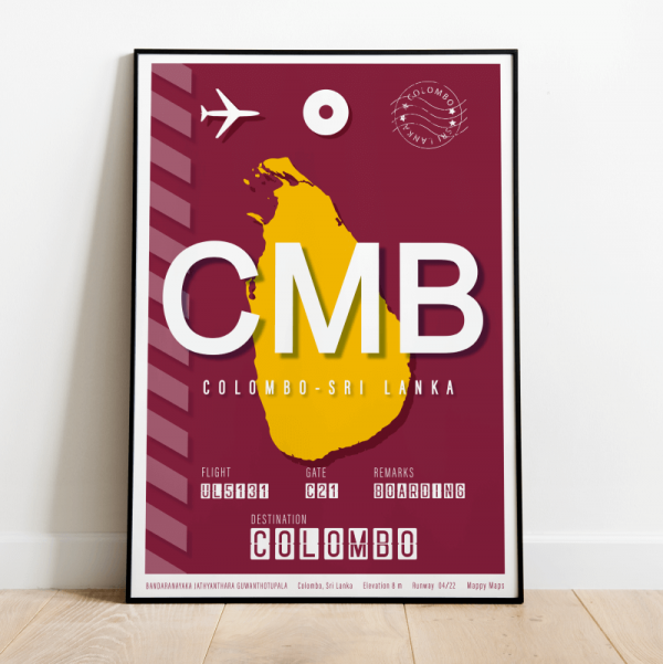 plakat lotniczy Kolombo CMB - Sri Lanka