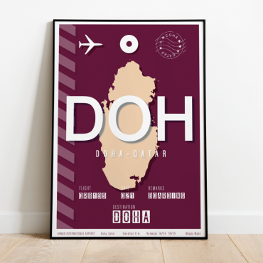 plakat lotniczy Doha DOH Katar