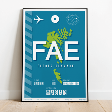 plakat lotniczy Faroe FAE - Wyspy Owcze