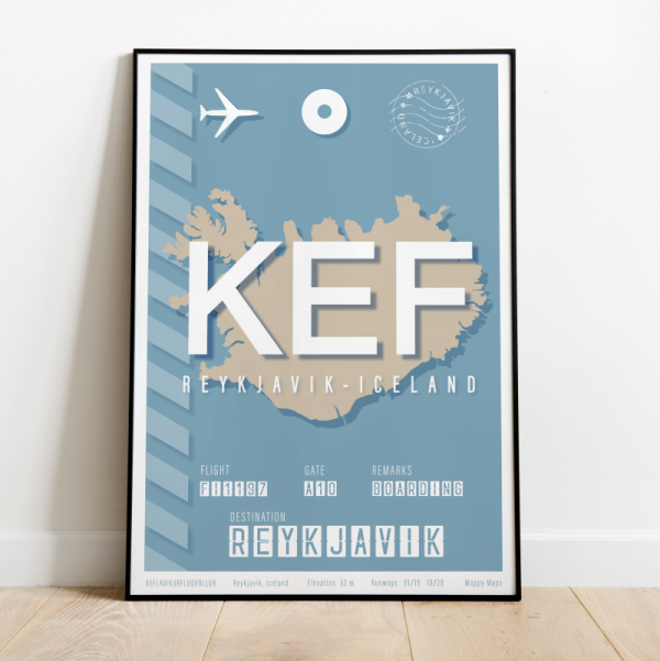 Plakat lotniczy Reykjavik KEF - Islandia