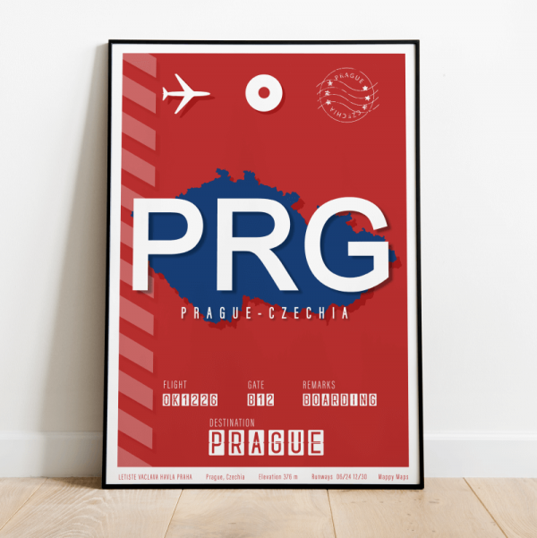 plakat lotniczy Praga PRG - Czechy