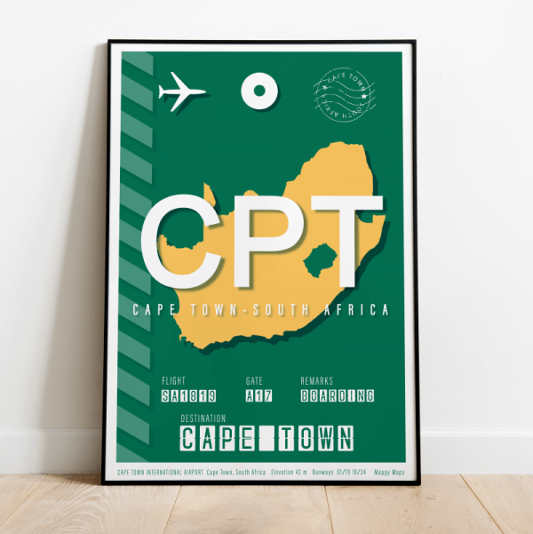 plakat z lotniskiem w Kapsztadzie CPT