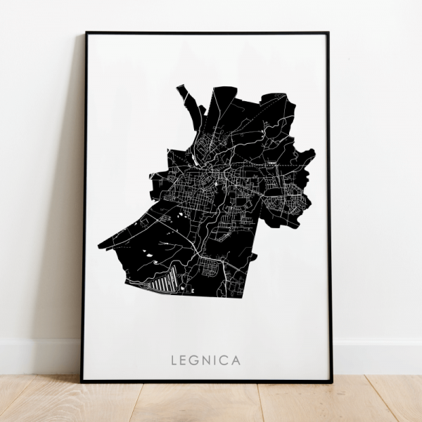 plakat z mapą Legnicy